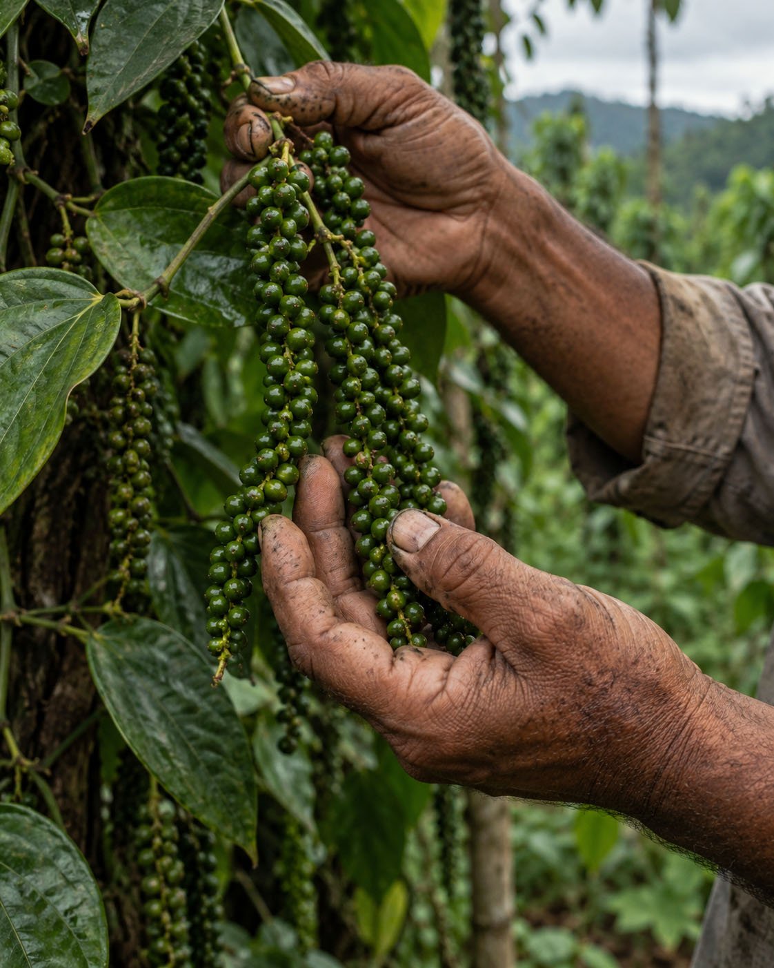 Planta de pimienta negra en la finca